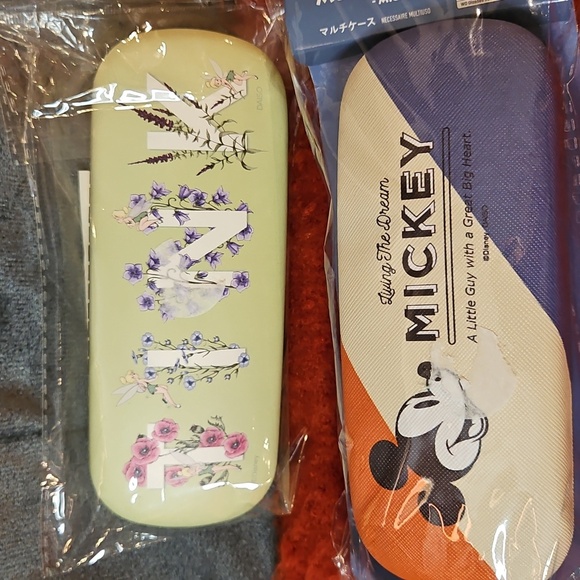 NWT Disney Sunglasses Glasses Case Set Lot of 2 Tinkerbell & Mickey Mouse Japan - Picture 1 of 10